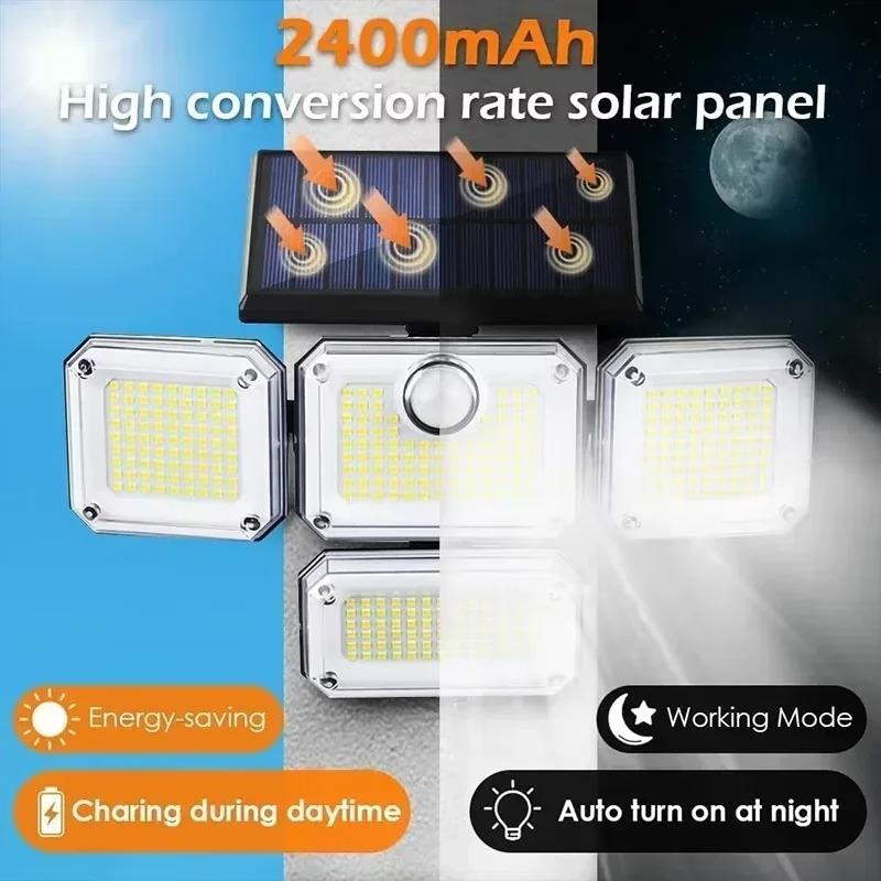 333 LED Solar Outdoor Light with 270° Turn-around IP65 Waterproof Motion Sensor Human Body Sensing Garden Solar Wall Light