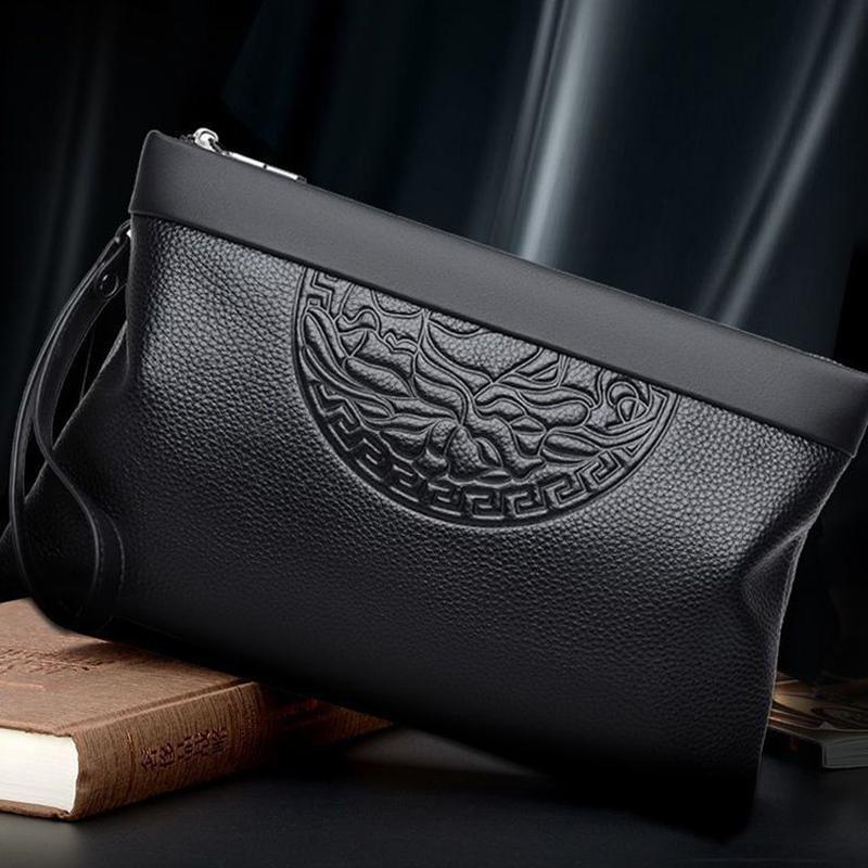 Men's Business Handheld Bag - Large Capacity Retro Leather Zipper Wallet, Fashion Clip Casual Purse for Work & Travel