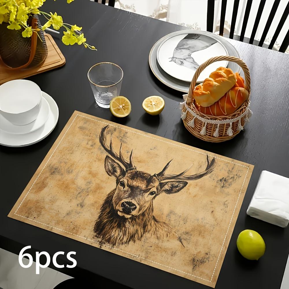 2/4/6 Stück, Moderner Stil Modische Elch Polyester Tischsets, Minimalistisches Design, Einseitig Bedruckter Stoff, 12*18 Zoll, Geeignet für Esstisch 6PCS white