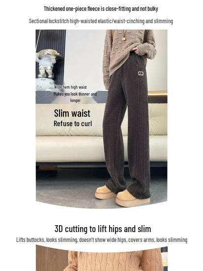 Women's Plus Size Corduroy Wide-Leg Chenille Pants - Autumn Winter Thickened Velvet