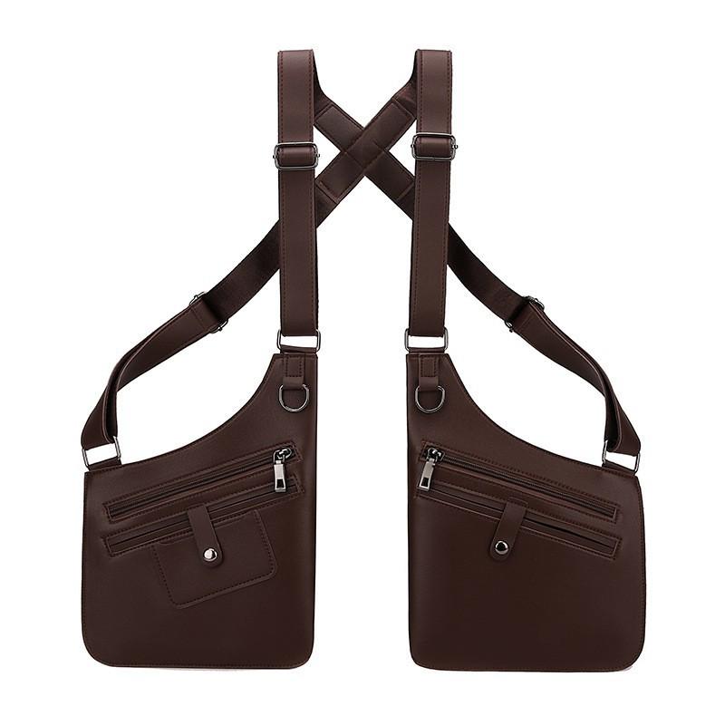Men s Bag Vest Multifunctional Chest Tactical Backpack Single Shoulder Diagonal Cross 42x2x29 коричневый