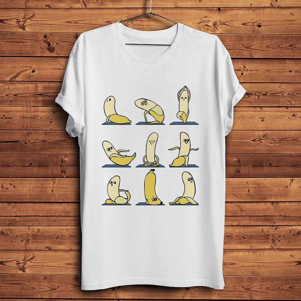 

Banana Yoga Action Funny T ShirtWhite Casual Short Sleeve TshirtUnisex Fresh StreetwearShort Sleeve TshirtBreathable Print 4XL