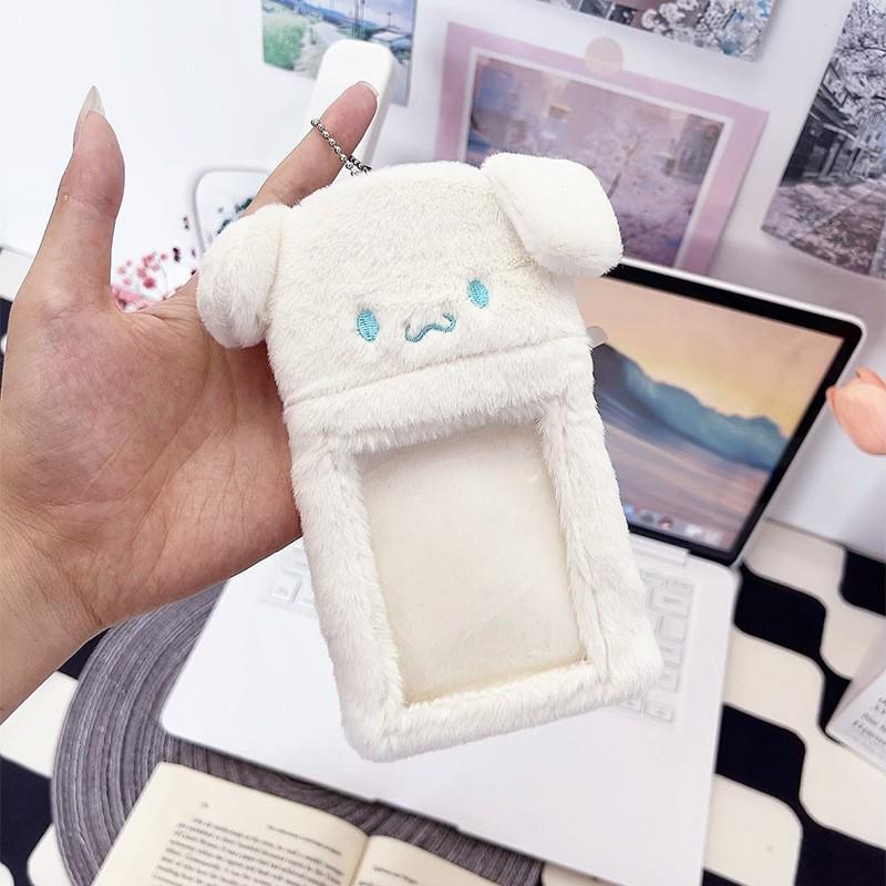"Cute Cartoon Plush ID Card Holder Keychain for Work or Photo Cards"