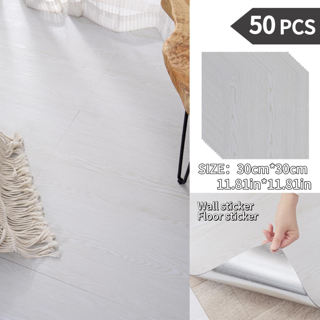 NINETAI Peel And Stick Floor Tile, 50pcs Vinyl Plank Wood Grain Look 11.81in*11.81in/48 Sq.Ft, Kitchen Mats For Floor