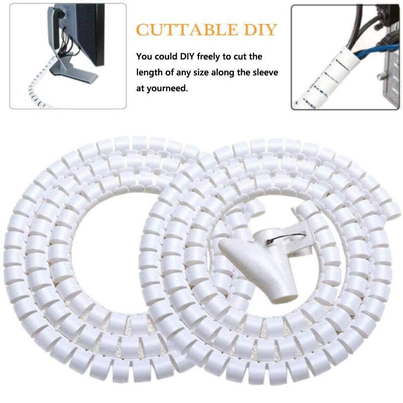 1/2meter 8-25mm Cable Spirals Wrap Tidy Cord Wire Banding Loom Storage Organizer PC TV Wire Winding Tube Wire Sleeves