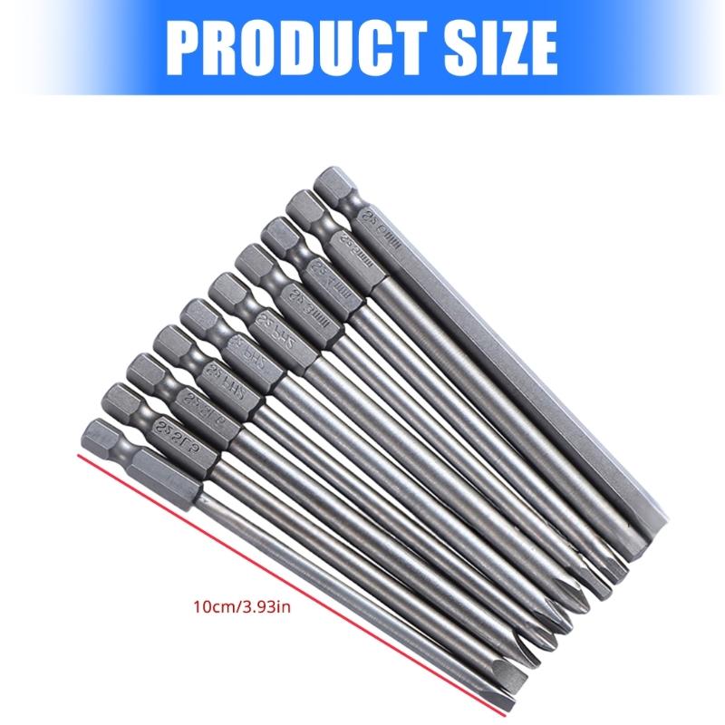 10Pcs Magnetic Screwdriver Set Batch Head Steel Slotted Screw Driver Bit Car Repair Electric Drill Power Tool