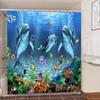 3D Dolphin Bathroom Shower Curtain Waterproof Polyester Fabric Kids Bath Curtain with 12 Hooks Cute Cortinas Washable Home Decor