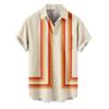Summer new men's top striped D print men's cardigan lapel