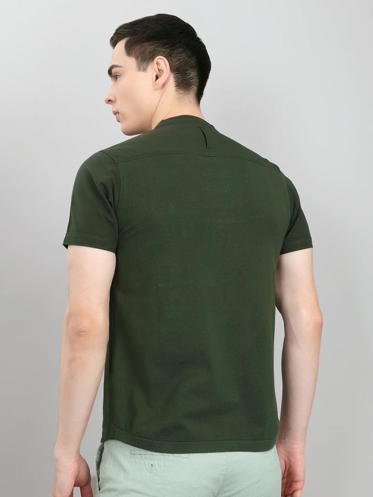 MONTE CARLO Men Regular Fit Olive Tshirt