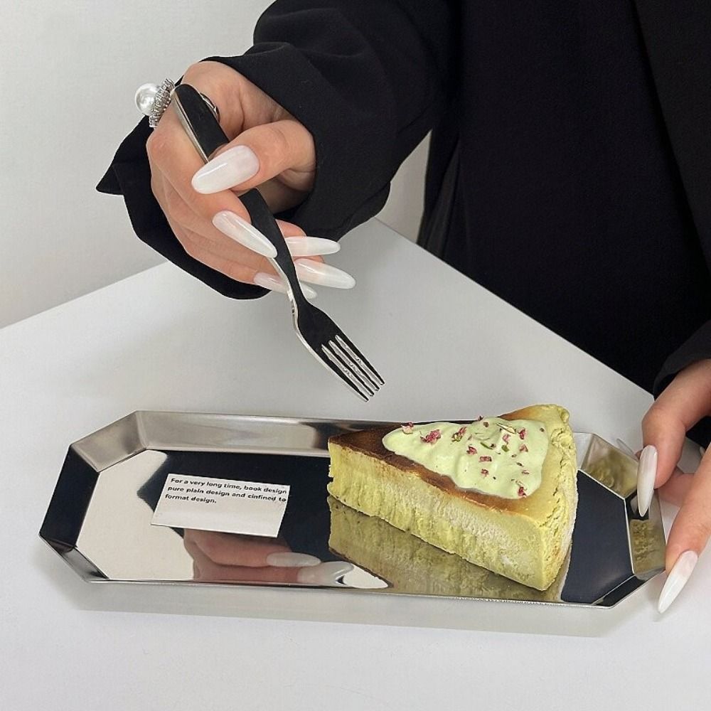 INS Octagonal Jewelry Tray Save Space Stainless Steel Salad Serving Plate Vintage Stylish Condiment Serving Tray