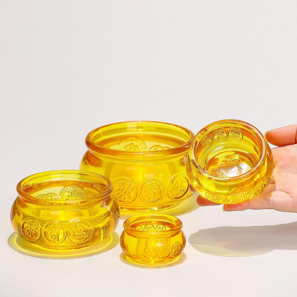 Crystal Treasure Bowl: Glazed Wealth Attraction Decoration for Living Room, Entryway, Shop Opening, and Housewarming Gift