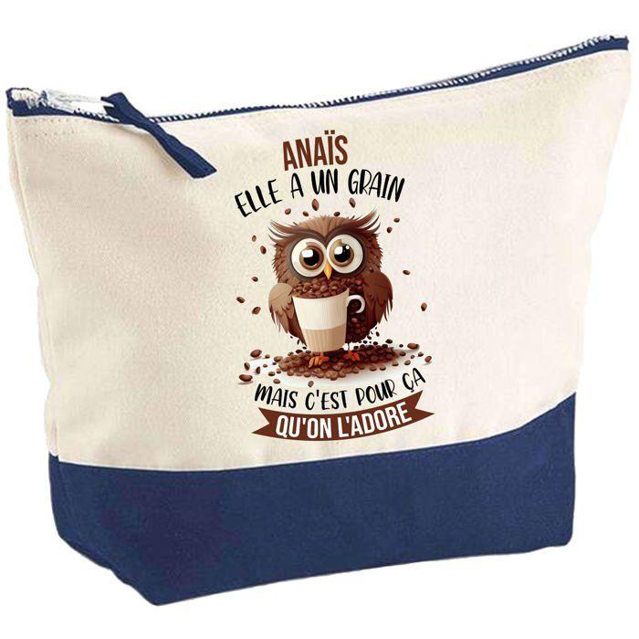 Trousse de maquillage - PLANETEE - Anaïs Chouette Grain - Grand format - Coton - Impression HD personnalisée