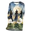 Women's Halloween Print -Lined Long Jacket for Fall and Winter Warmth