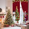 Set Of 2 Christmas Santa Claus Print Curtains Pole Bag Home Decoration Room Curtain Polyester