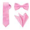 [Allegra K] Necktie, Bow Tie, Pocket Square 3-Piece Set, Narrow Tie (6cm), Solid Color, for Weddings and Formal Occasions, Men's, Pink, Free Size