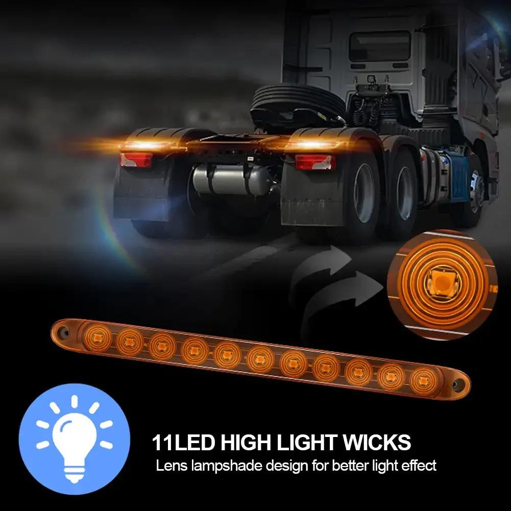16Inch 11 LED Truck Tail Trailer Light with Brake Stop Park High/Low Brightness Marker Bar 12V Amber Red Waterproof