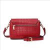 Women's Genuine Top Grain Leather Crossbody Bag Red Crocodile Pattern Shoulder Bag with Adjustable Strap and Flap Closure