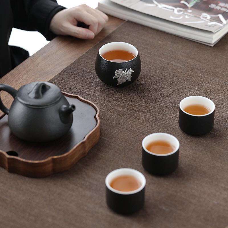 Siyah Seramik Meditasyon Çay Fincanı - Küçük Kung Fu Çay Seti Ev Sahibi Fincanı