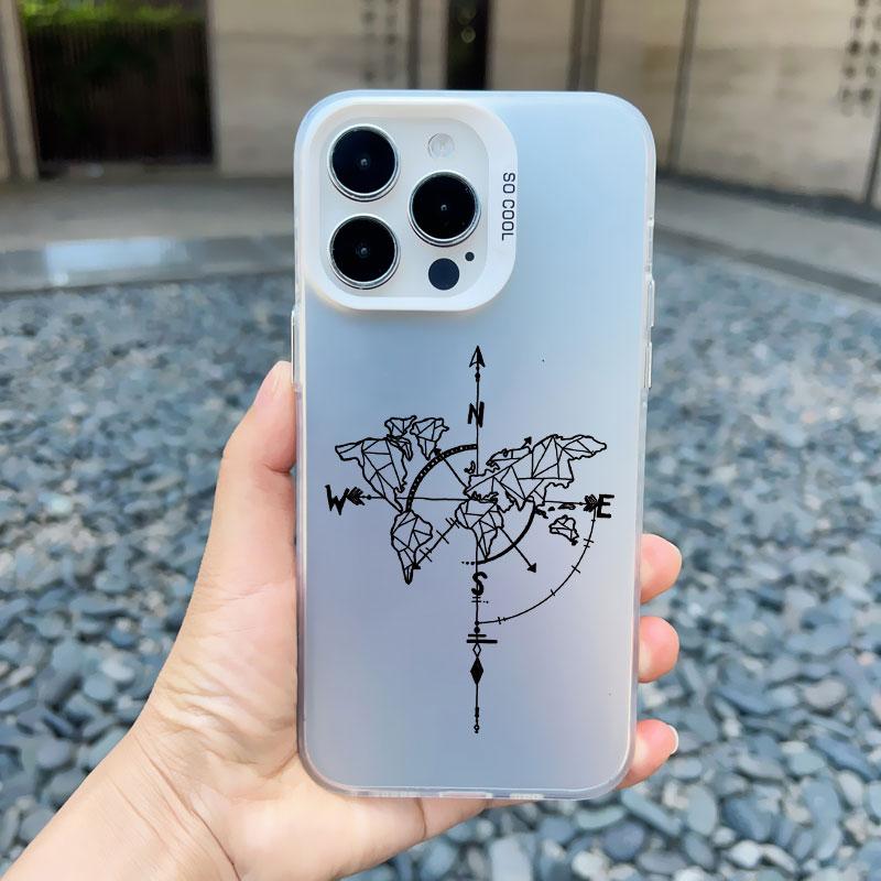 Popular World Map Travel Airplane Phone Case For Iphone 11 12 Pro Max 13 Mini 15 13 14 Pro Max Plus Back Shockproof Laser Covers