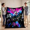 A Vibrant Futuristic Character Wielding a Large Weapon, with Graffiti Art. for All Seasons Blanket Lunch Break Throw Gift