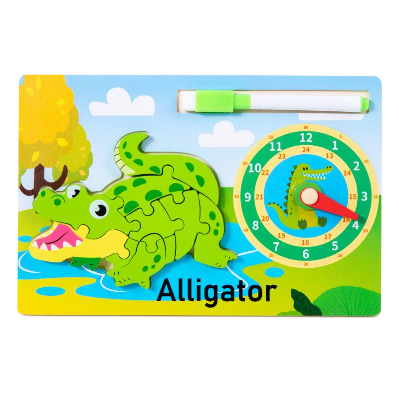 Montessori Wooden 3D Double-Sided Puzzle & Drawing Board for Toddlers