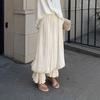 White Wide Leg Pants with Pleated Detail and Ruffle Hem