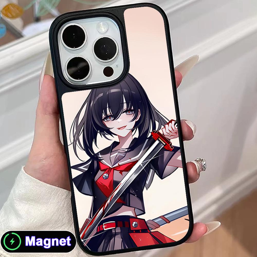 Akame Kurome Matte Surface Magsafe Mobile Phone Case for iPhone 17 16 15 14 13 12 11 Air Pro Max Plus Colorful Cover
