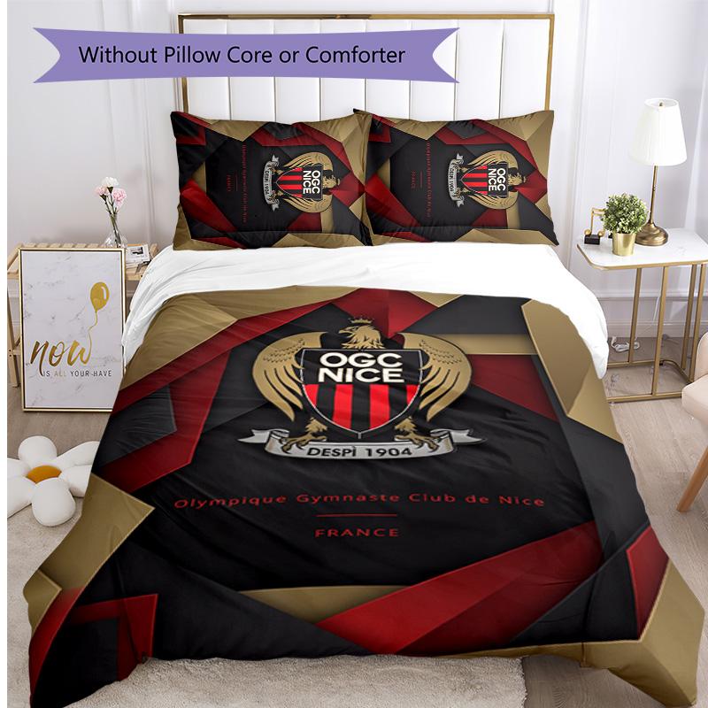 OGC Nice FC Printed 3PCS Bedding Set Breathable Duvet Cover with Pillowcases Decorative Bed Linen for Bedroom Home