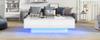 Modern High-Gloss Coffee Table in White, 115 x 55 x 34 cm, with 2 Drawers, LED Lighting and 30 kg Load Capacity – Elegant Living Room Table