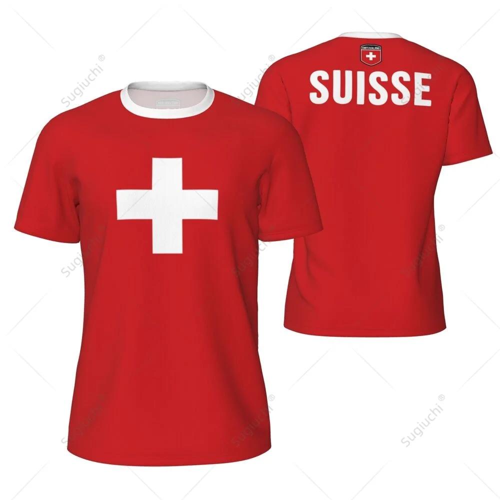 Switzerland Swiss Tshirt Suise MMA Boxing Muay Thai National Flag Training Print 3D Round Neck Short Sleeve Unisex Women Men Quick Dry Fitness Sport