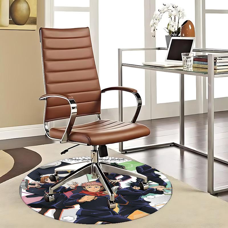 1pc Tokyo Jujutsu High School Anime Round Carpet  Office Chair Mat, NonSlip Rug with Cute Uniform Design for Home