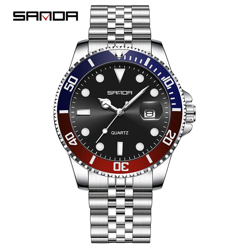 Men's Green Water Ghost Luminous Quartz Watch - Simple, Fashionable, Waterproof Business Design by Sanda.