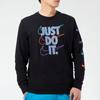 Nike Sport Print Long Sleeve Round Neck T-Shirt Men Tops Black DB6189-010