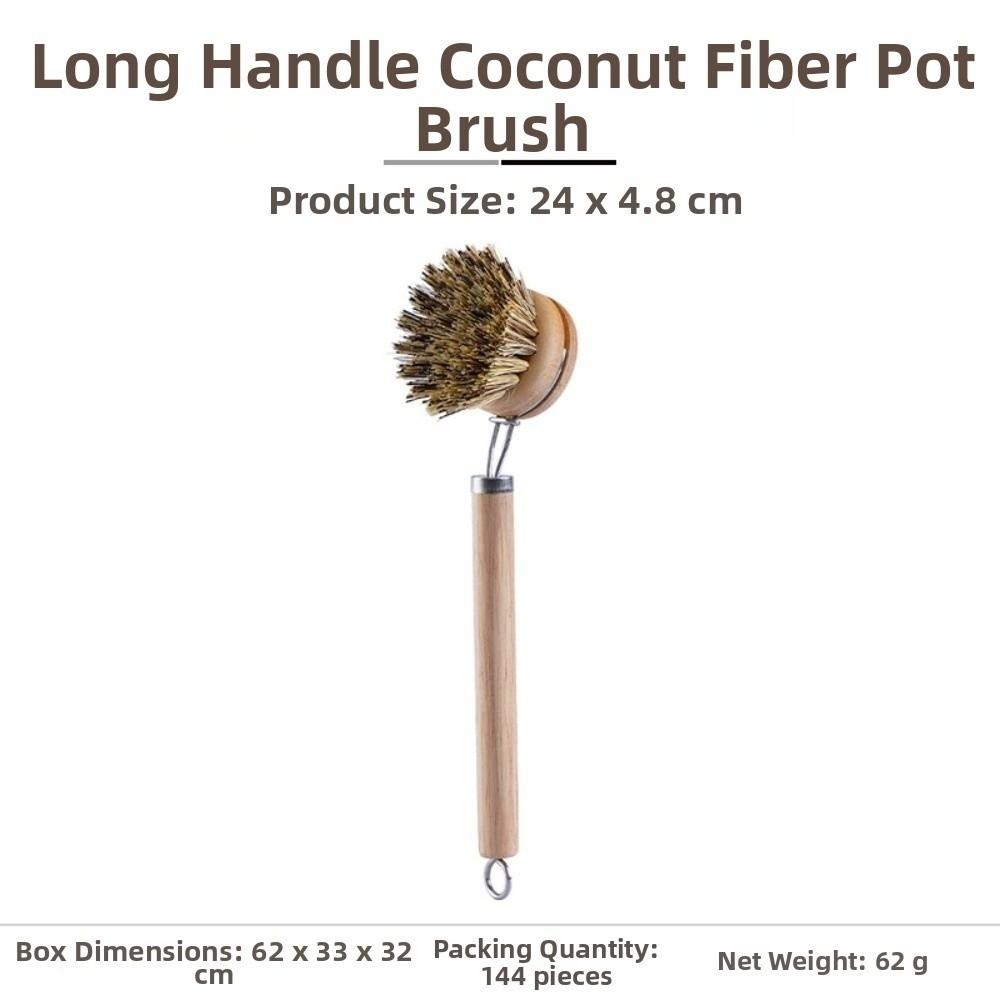 Wooden Handle Dish Pot Brush Solid Wood Frying Pan Brush Kitchen Cleaning Brush Home Cleaning
