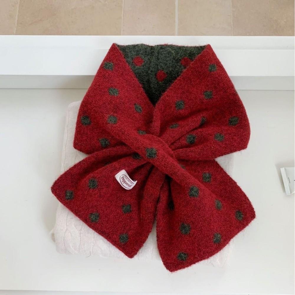 Cross Knitted Scarf Polka Dot Neck Warmer Scarf Gifts Neck Scarf for Women