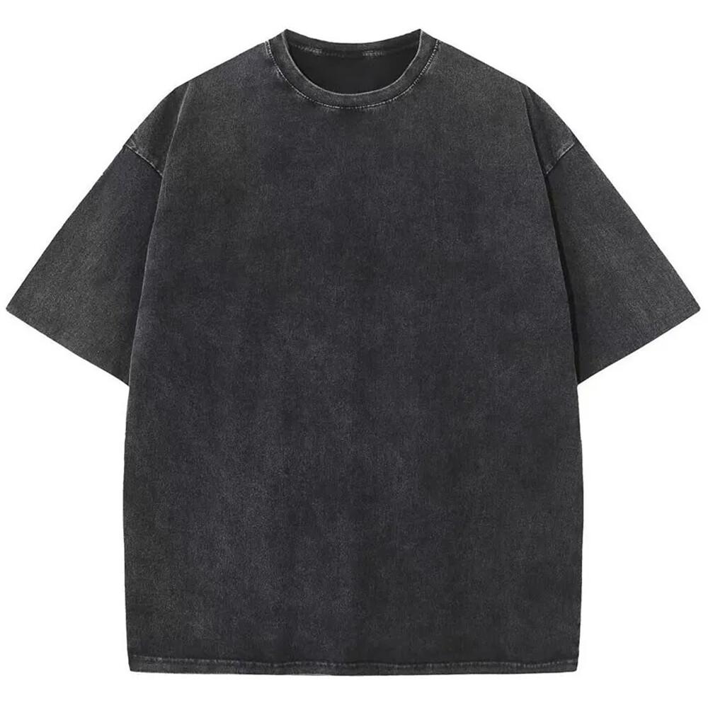Vintage Acid Washed Oversized Drop Shoulder Heavyweight Streetwear Black TShirt S