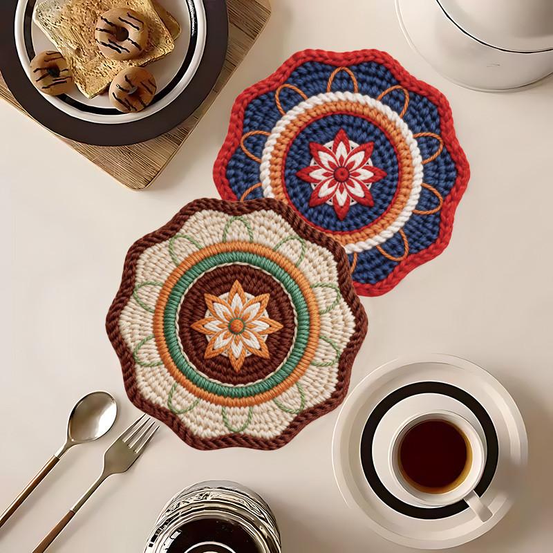 Bohemia Mandala Table Mat With 3d Textured Rubber Heat Resistant Non Slip For Dining Decor