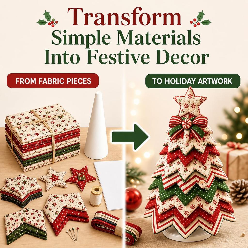 Quilted Christmas Tree Set Frost Snowman