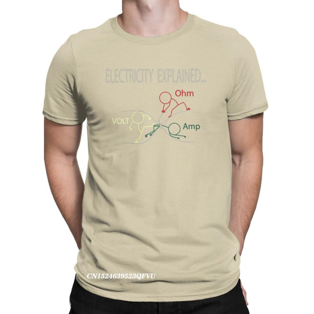 Funny Electricity Explained Electrician Ohm Amp Volt Men's Tops T Shirts Ohm's Law Vintage Tee T-Shirts Cotton New Arrival Tops