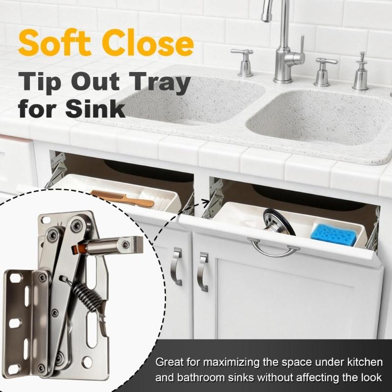 Double Set Waterproof Plastic Drawer Trays With Gentle Shut Mechanism For Home Practical Bathroom Organizers