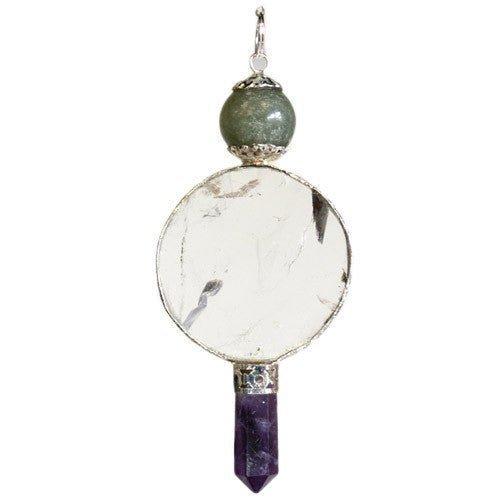 Crystal Dowsing Pendulum With Chain, Sphere Circle Point