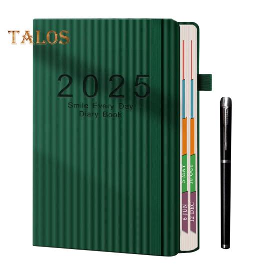 Denní diář 2025, jedna stránka na den, leden-prosinec, A5, denní diář 2025, měsíční záložky, pevná vazba, hodinový diář schůzek 2025