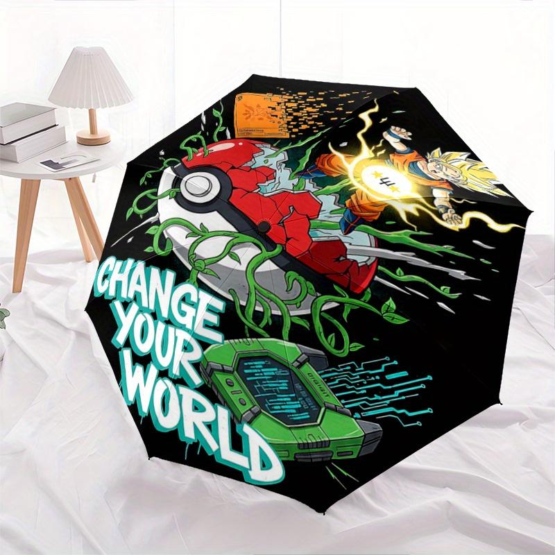

1pc Dragon Ball Z & Pokémon Automatic Folding Umbrella - 3 Folding Design, Vivid Cartoon Pattern, Suitable for Outdoor Activities, A Gift for Fans In
