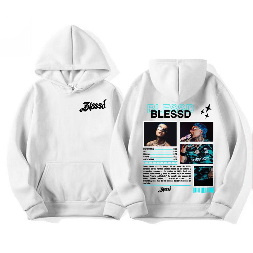 Rapper BLESSD BENDECIDO 2025 Tour Cover Hoodies Men Women Fashion Hip Hop Pop Music Street Sweatshirt Oversized Fleece Pullovers