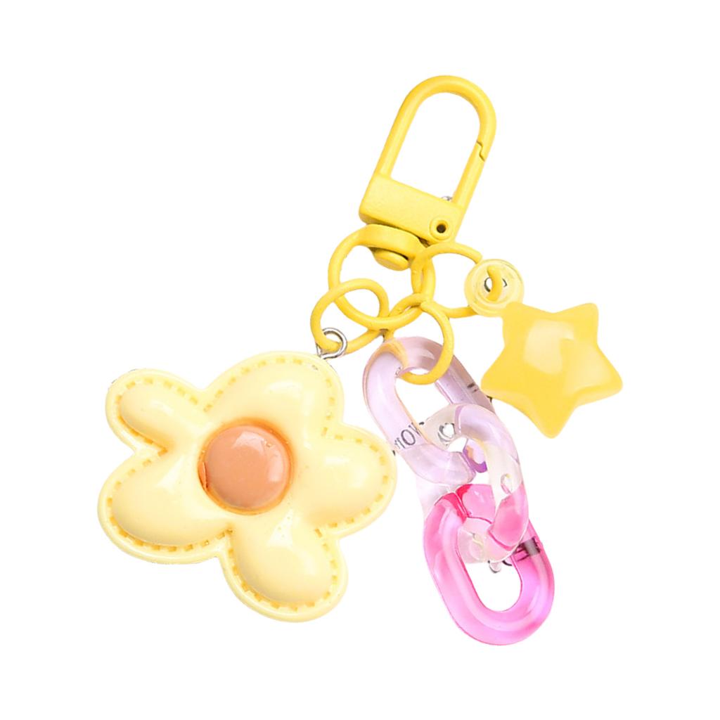 Shiny Five Petal Flower Star Keychain Candy Color Alloy Bag Charm Accessory Decoration For Women Girls Lady