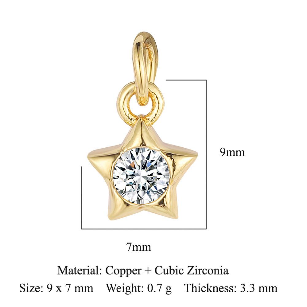 3pcs/Lot Crescent Moon Copper Zircon DIY Jewelry Pendant Octagonal Star Heart Butterfly CZ Charms Necklace Making