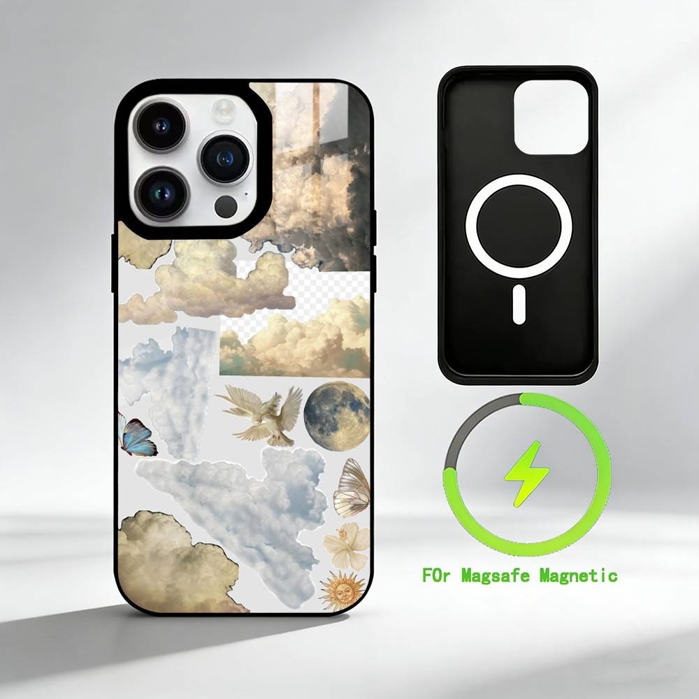 M-Mosaic Art Painting Phone Case For iPhone 17 16 15 14 13 12 Pro Max Plus for Mirror Wireless Magnetic Cover