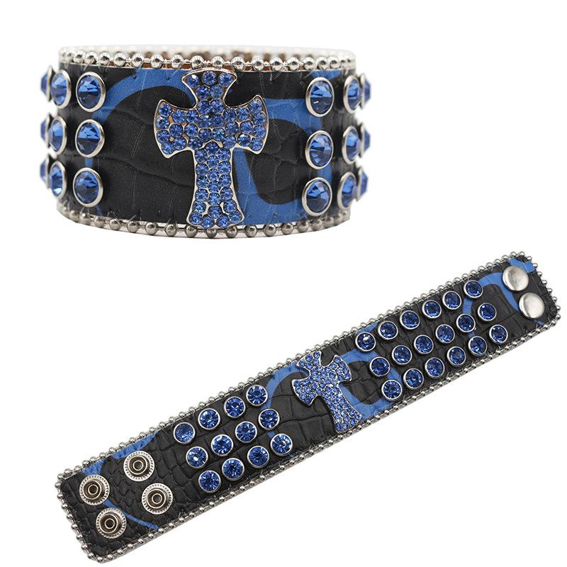 Trendy Personalized Rhinestone Bracelet Design Diamond-encrusted PU Leather Bracelet