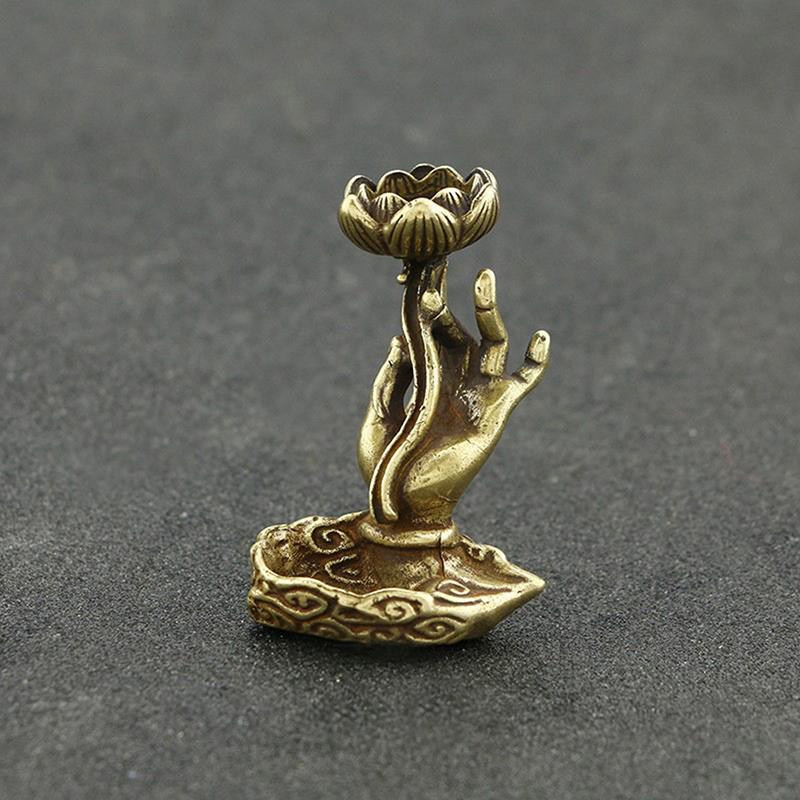 Pure Copper Backflow Incense Buddha Hand Lotus Brass Incense Frame Incense Zen Tea Ceremony Table Tea Table Furnishings