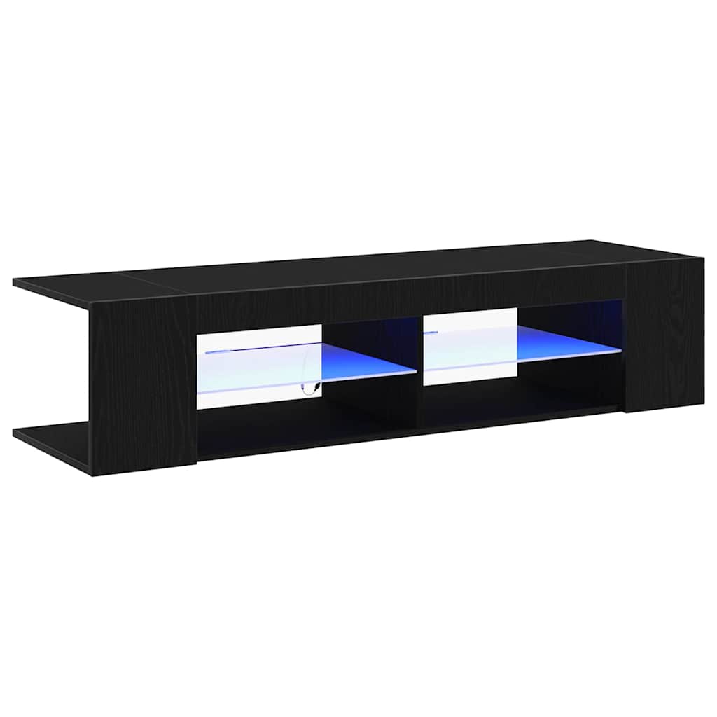 TV Cabinet in Black Oak Look 135 x 39 x 30 cm Engineered Wood